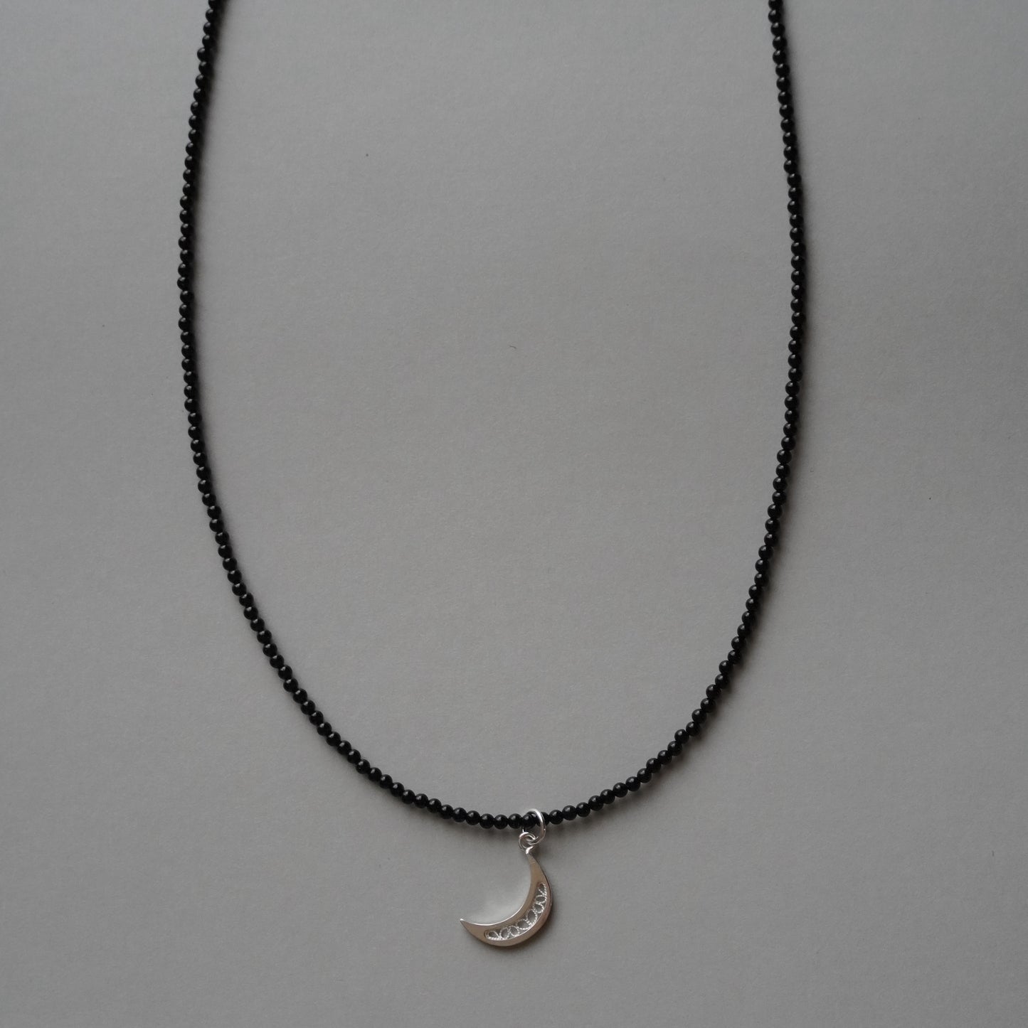 moon charm onyx long necklace ＜受注生産＞