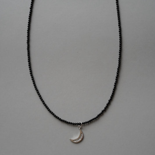moon charm onyx long necklace ＜受注生産＞