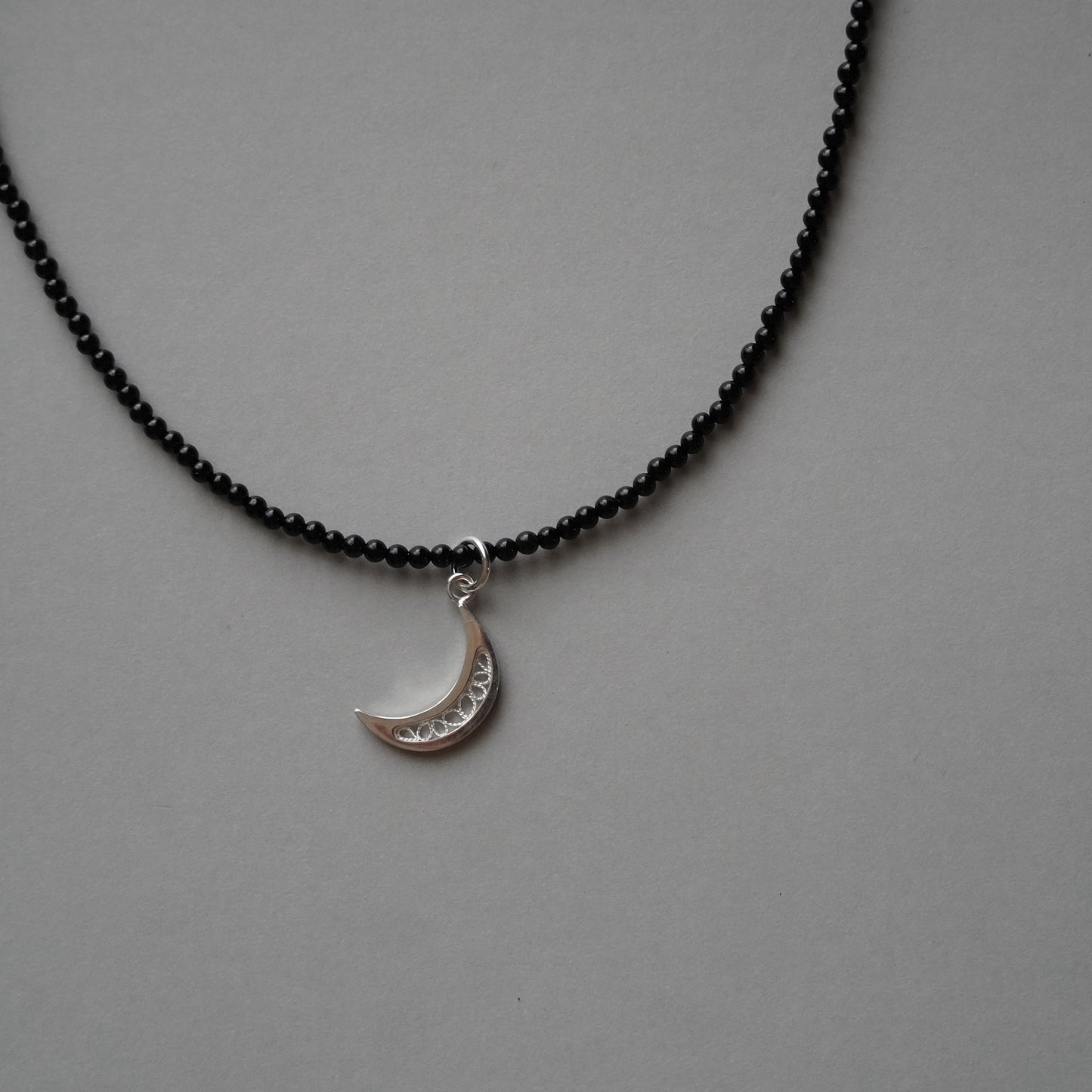 moon charm onyx choker