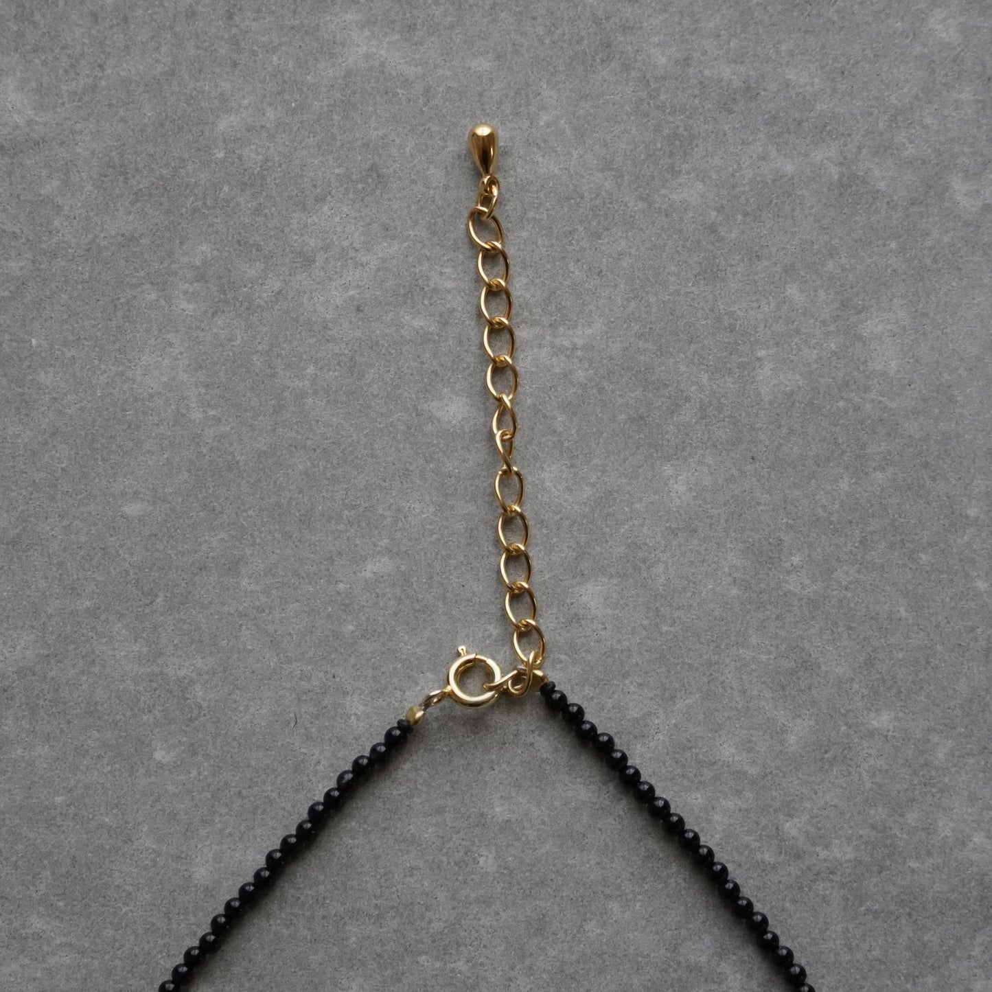 circle charm onyx long necklace - gold＜受注生産＞