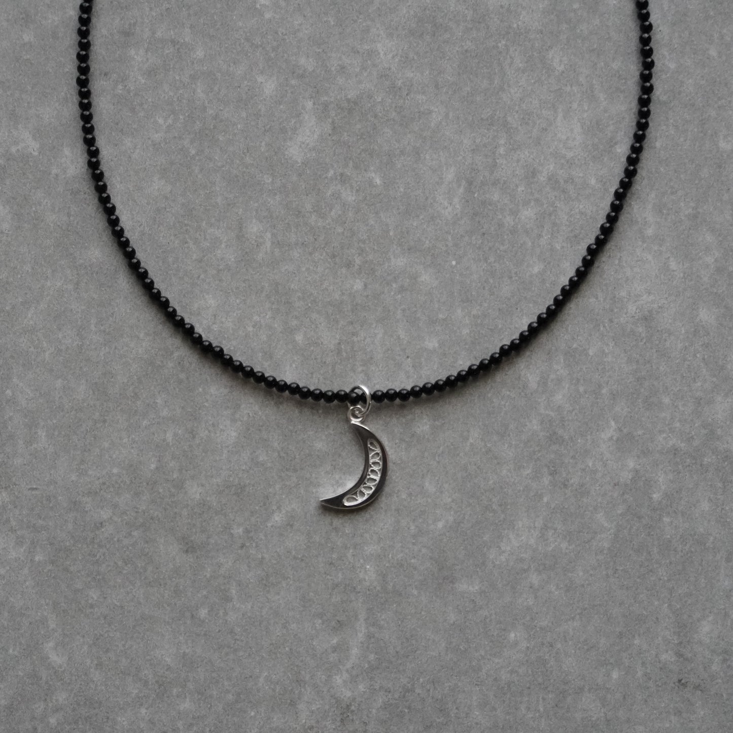 moon charm onyx choker