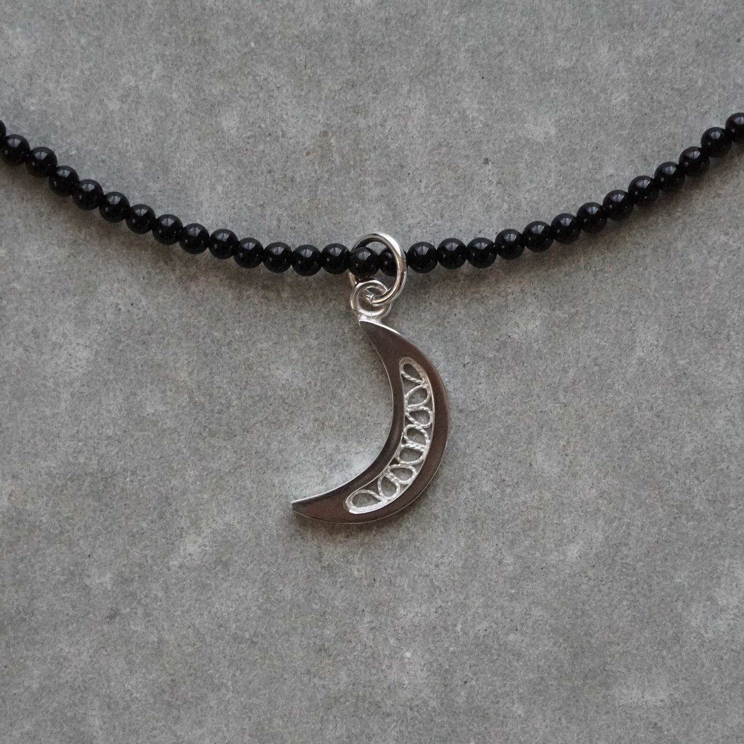 moon charm onyx choker