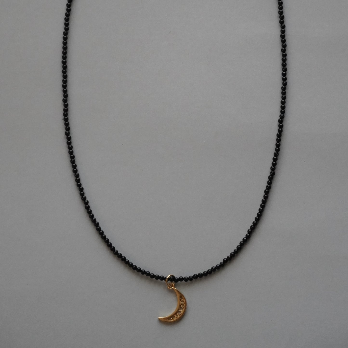 moon charm onyx long necklace - gold ＜受注生産＞