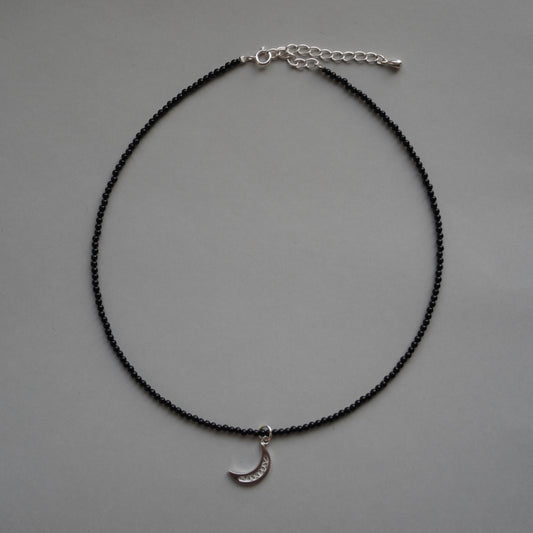 moon charm onyx choker